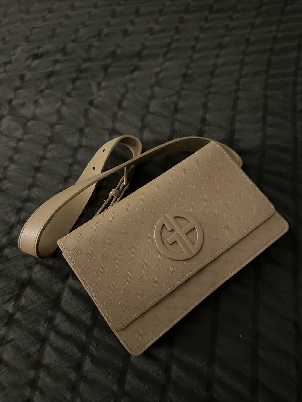 Tory Burch Embossed Taupe Crossbody Bag - Taupe